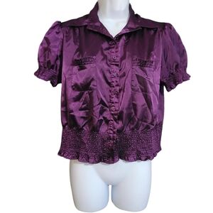 PIPER & BLUE Purple satin short sleeve L